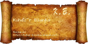 Kuhár Bianka névjegykártya